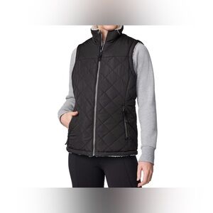 💥Free Country Women Black Lightweight Warm Synthetic Fill Quilted Vest M